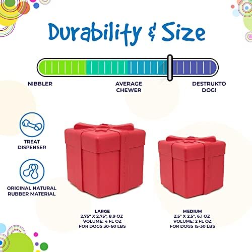 SodaPup Gift Box – Durable Dog Treat Dispenser & Chew Toy Made in USA from Non-Toxic, Pet Safe, Food Safe Natural Rubber Material for Mental Stimulation, Problem Chewing, Calming Nerves, & More