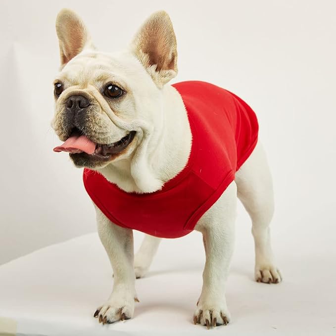 Dog Sleeveless Tank Top Cotton Shirts for Dogs Plain Sleeveless T-Shirts Soft Breathable Cool Dog Shirt pet Clothes (Large, Red)