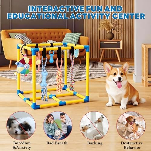 WLLEYAY Puppy Play Gym for Small Dogs 10 Hanging Toys,Interactive Dog Toys