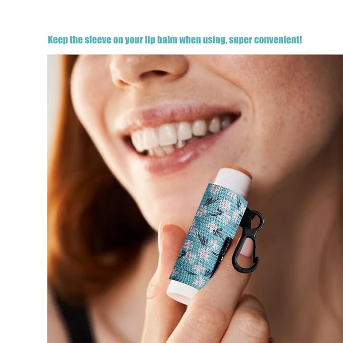 HEYSKAY 6PCS Lip Balm Holder Sleeves Keychain Compact Clip On Lipstick Holder Chapstick Holder Lip Gloss Holder Keychain Chapstick Elastic Sleeves