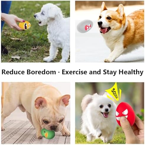 SCHITEC Squeaky Dog Toys, Latex Egg Balls for Puppies Small Medium Dogs