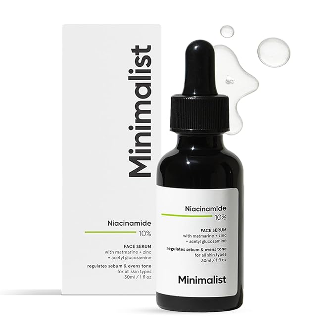Minimalist Niacinamide 10% + 1% Zinc Face Serum | Reduces Pores, Acne Marks & Oil | Reduces Blemishes for Even Skin Tone | For Women & Men | 1 Fl Oz / 30 ml