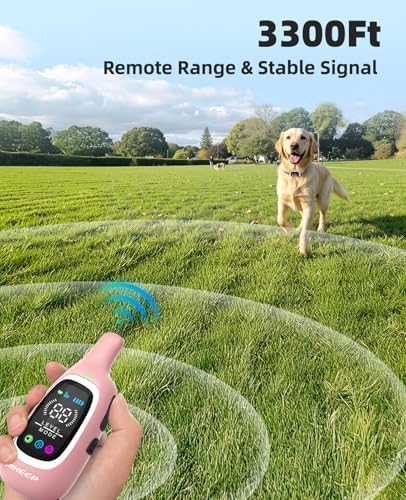 2-in-1 Dog Shock Collar and Bark Collar for Dogs – 3300FT Dog Training Collar with Remote, IP67 Waterproof e Collar with Anti-Bark/Beep/Vibration/Shock Modes for Small Medium Large Dog(8-120Lbs)