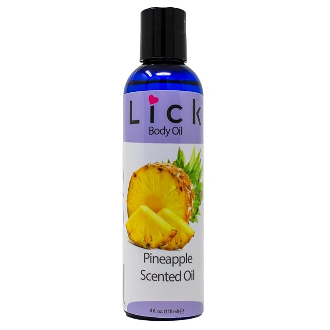 LICK Pineapple Tropical Scented Body Oil for Daily Hydration – Lightweight Non-Greasy Formula with Almond Oil & Vitamin E – 4 oz