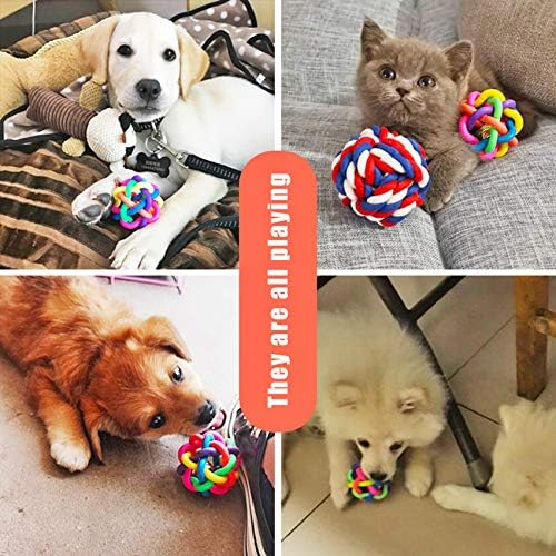 Wiggle Ball Dog Toy 6 Sizes, Pet Toys Colorful Interactive Balls with Bell