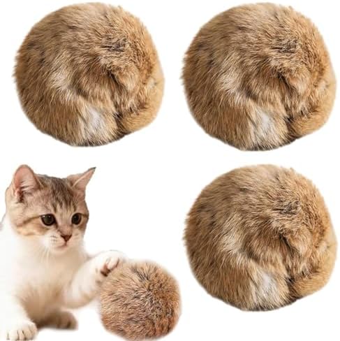 Rabbit Fur Ball Cat Toy, Soft Fluffy Cat Toy Ball, Furry Catnip Toy Ball, for Indoor Cats – Furry, Fun to Chase for Hunting Instinct Play & Interactive Bonding