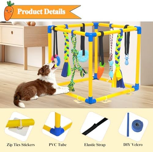 Puppy Play Gym with 8 Hanging Toys for Teething & Chewing, Small Dogs
