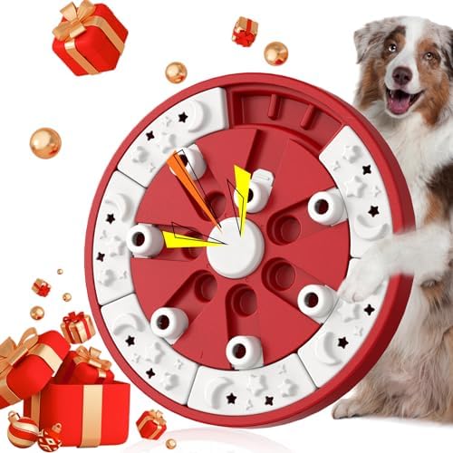 Dog Puzzle Toy Dogs Brain Mental Stimulation Mentally Stimulating Puzzles Feeder Toys Puppy Treat Food Dispenser Advanced Level 2 in 1 Game for Small/Medium/Large Aggressive Chewers Breed Red A