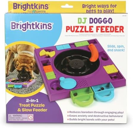 Learning Resources Brightkins DJ Doggo Puzzle Feeder - Slow Feeder Dog Bowls, Puzzle Toys for Dogs, Slow Eating Dog Bowl, Large Puppy Bowls, Treat Puzzles Feeders for Cat and Dogs, Puppy Food Bowl