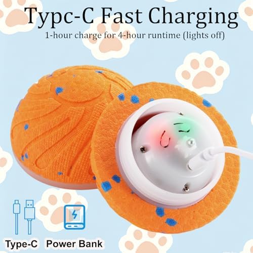 Interactive Dog Ball Toy, 3 Play Modes Smart Moving Bouncing Dogs Ball