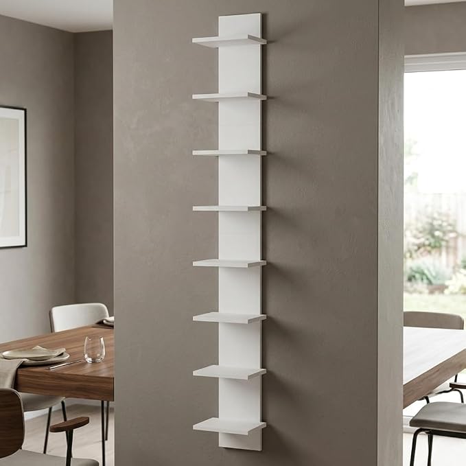 Qupui 8 Tier Wall Shelf Unit, 10 Inch Floating Storage Home Decor Organizer Shelving for Bedroom Living Room, White