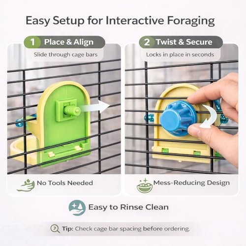 Small Pet Intelligence Growth Rotating Foraging Toy with Mirror for Birds,Budgies,Parakeets, Rats & Hamsters Chew-Proof Cage Feeder Slow Release & Self-Discovery Fun(1pc Random Color)