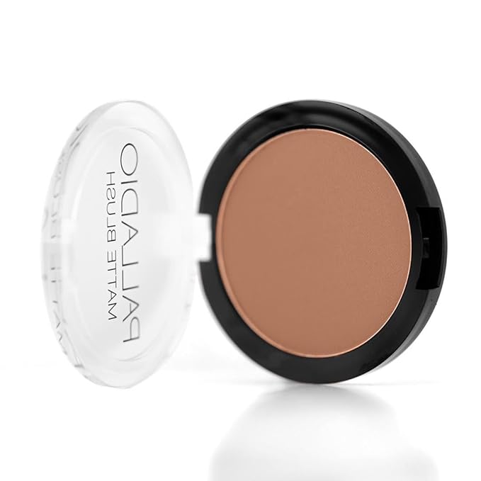 Palladio Matte Blush, Brushes onto Cheeks Smoothly, Soft Matte Look and Even Finish, Flawless Velvety Coverage, Effortless Blending Makeup, Flatters the Face, Convenient Compact, Chic