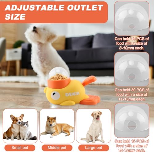 Duck-Shaped Puzzle Feeder, Dog/Cat Slow Feeder for IQ Training/Exercise | Slow feeder & puzzle toy in one. Press-tail dispenser, adjustable openings for challenge. Promotes healthier eating