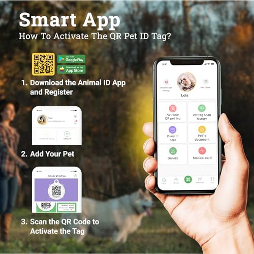 QR Code Dog Tag Personalized Pet Id Silent Cat Tags Engraved Name Plate with Online Profile («Funny Dog»)