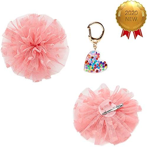 Blueberry Pet Lovely Accessory Set of Floral Collar Slide Hair Clip and Pedant for Dogs & Cats, Flower Decor and Heart Pendant