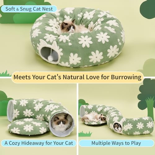 Pesen Cat Tunnel Bed with Soft Cushion for Indoor Cats and Kittens
