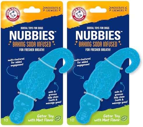 Arm & Hammer Nubbies Gator Dog Dental Chew Toy, Mint Flavor, 2-Pack