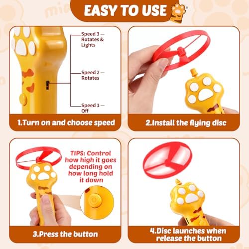 BABORUI Cat Toy Disc, 8Pcs Interactive Cat Fetch Toy Flying Discs, Flying Enrichment Toys for Indoor Bored Kittens & Adult Cats (8Pcs)