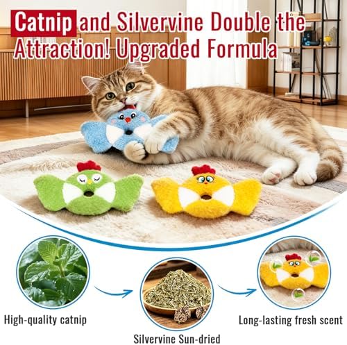 Retro Shaw Cat Toys Birds Catnip Chew Toys for Indoor Cats Kittens 3 Pack