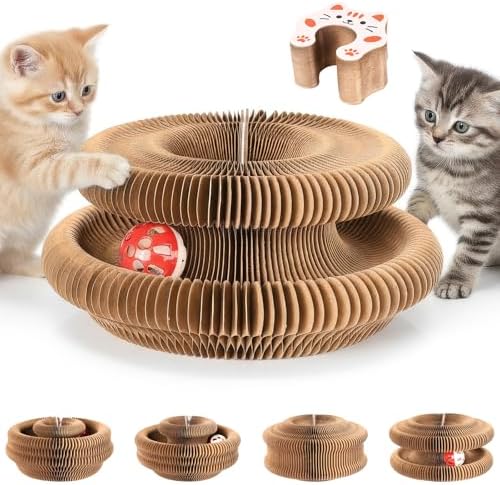 Interactive Cat Toy & Cardboard Cat Scratcher, Paw-Style Ball Track
