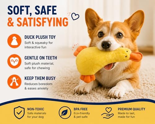 Dog Toys for Small Dogs, 5 Pack Interactive Dog Toy Set with Squeaky Latex Ball, Duck Plush Toy, Rope Tug Toy and Waste Bags, Indoor Fetch, Chew & Play Toys for Small Breeds (Blue/White)