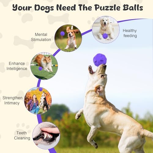 Interactive Dog Puzzle Toys for Boredom, Dog Treat Balls for Large Dogs | Dogs Enrichment Toys to Keep Them Busy, Tough Treat Dispensing Dog Toys, Interactive Dogs Toys for Boredom to Keep Them Busy