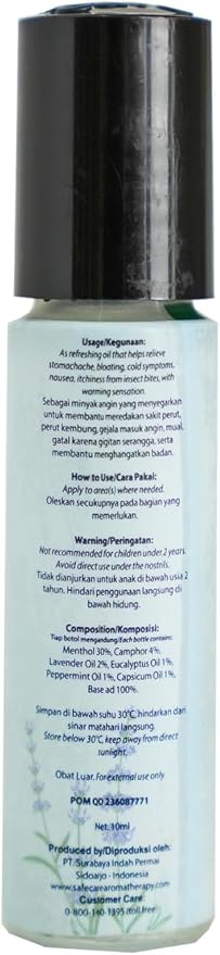 Safe Care Lavender Refreshing Oil – Roll-On Aromatherapy with Cooling Menthol and Calming Lavender Scent for Relaxation and Travel Comfort – 10 mL Each, Pack of 6