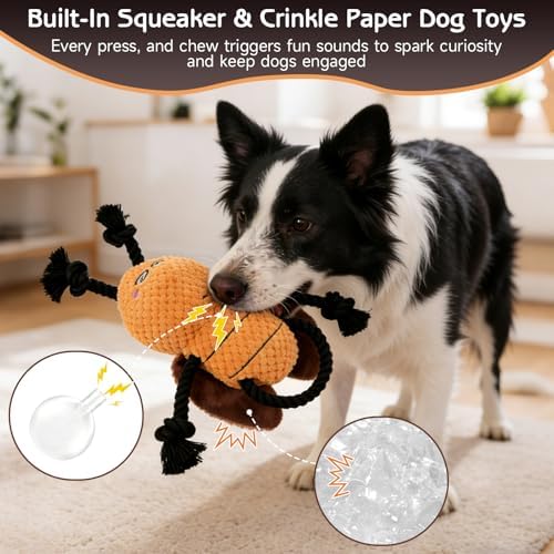 Yipetor Cockroach Squeaky Dog Toy, Puppy Rope Chew Toy for Medium Dogs