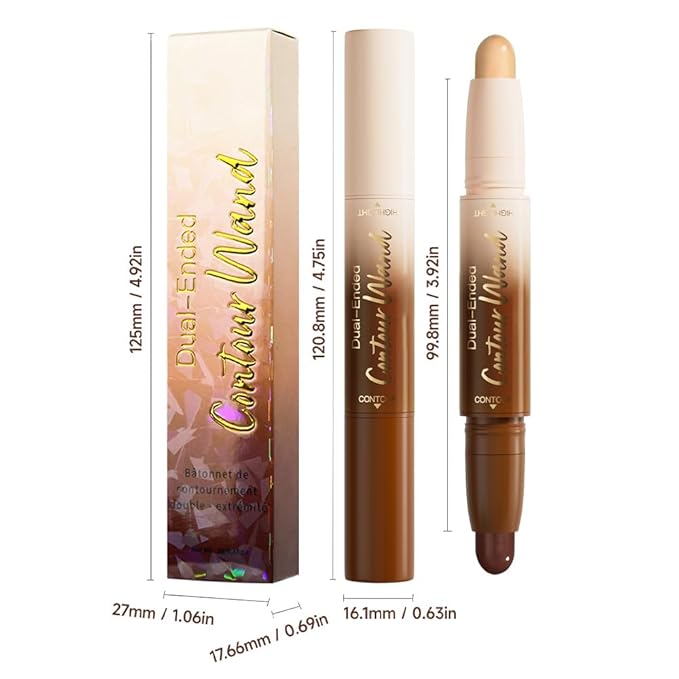 2Pcs Dual-Ended 2-in-1 Cream Contour & Highlighter Stick Makeup For Face & Body – Waterproof, Long-Lasting, Suitable for All Skin Tones, (02+04)