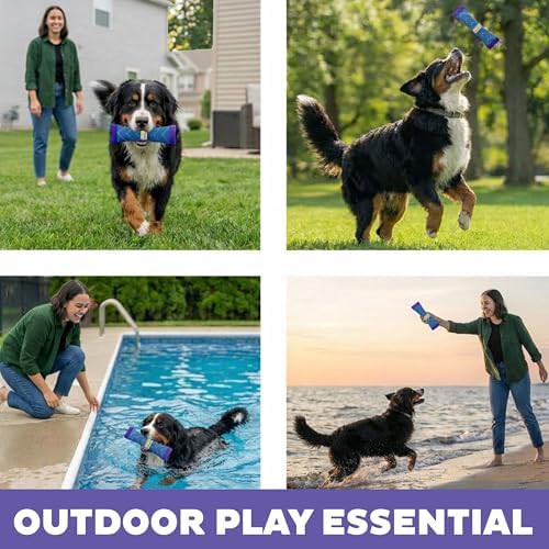 Outward Hound FlyFetch Firehose Fetch Ultra-Durable Dog Toy with Squeaker, Floats in Water, All Breeds, 16"