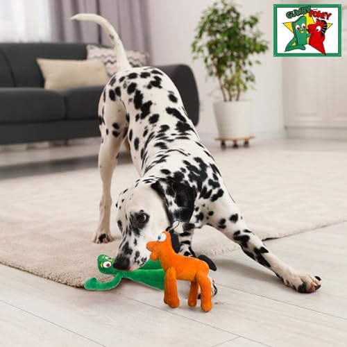 Multipet Small Gumby & Pokey Stuffed Dog Toys with Squeaker | Gumby Dog Toy Plush Small 6 Inches | 6" Plush Pokey | 6" | Small/Medium Breed | Combo Pack | Officially Licensed