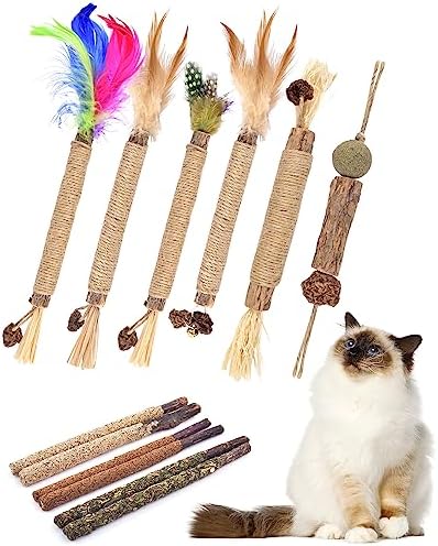TINDTOP Silvervine Chew Sticks for Cats, 12 Pack Natural Catnip Chew Toys