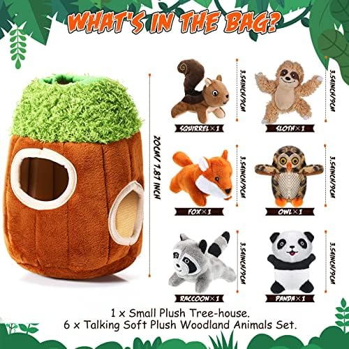 Skylety 7 Pcs Hide and Seek Squeaky Plush Dog Toys for Small Medium Puppies