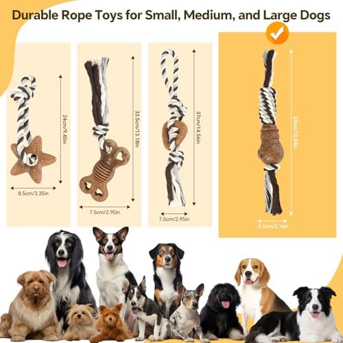 Dog Chew Toys for Aggressive Chewers – Puppies & Adults, Multiple Textures & Rope， ndestructible Tough Durable Interactive Dog Toys， Brown Snowman