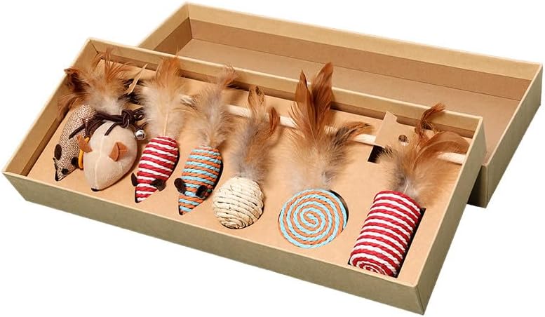 Cats Wand Toy Cat Teaser Toy Stretchy Rope Mouse Shape with Bell Feather Cat Self-Help Relief Toys Bite and Wear Resistant Pet Interactive Toy Suitable for Kittens Adult Cats Households