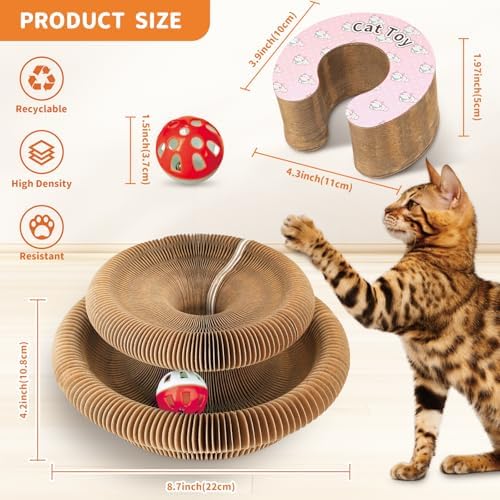 Magnetic & Reversible Cat Cardboard Scratcher Cat Toys, Pink