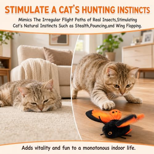 Smart Sensing Flapping Butterfly Toy Interactive Cat, Interactive Butterfly Cat Toy, Realistic Wing Motion, Sensor Triggered, Blue