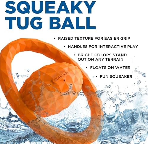 Squeaky Tug Ball - Floating Outdoor Dog Toy - Orange