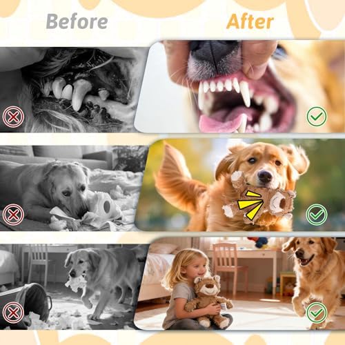MAXBECK Dog Companion for Heavy Chewers- Indestructible Robust Bear Dog Toy, Resistant Squeaky Dog Toys for Heavy Chewers, Unbreakable Stuffed Plush Dog Toys for Aggressive Chewers (B-Oak)