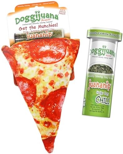 Doggijuana Supreme Pizza & Juananip Bundle | Squeaky Refillable Plush Toy