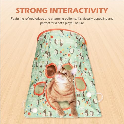 Cat Tunnel Toy, Cat Tunnel Bags with 1 Little Mouse & 3 Ball Crinkle Sack Bag for Cats, Portable Training Cave Collapsible Interactive Drill Bag Toy, Pet Self Interactive Toys