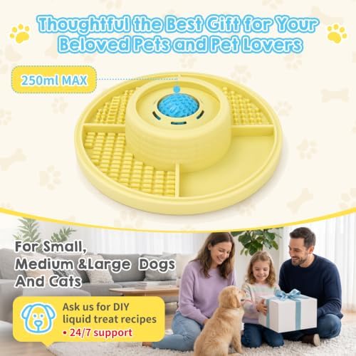 Interactive Dog Lick Bowl & Mat with Rolling Ball, Slow Feeding Toy