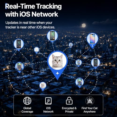Pet Tracker,GPS Collar for Cats (iOS Only) Smart tag,Waterproof Compatible with Apple Find My,No Monthly Fee,Advanced Tracking Solution Smart Collar for Pet Safety Ideal Small Large Cats