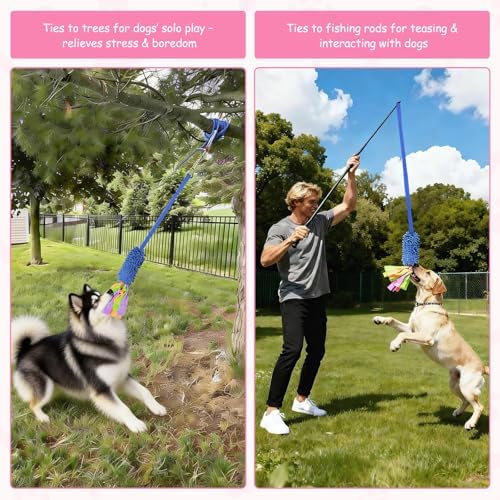Squeaky Dog Tug Toy, Interactive Tug of War Rope Toys for Small Medium Large Dog, Soft Chenille Chewing Dog Rope Toys for Puppy Training and Play Games