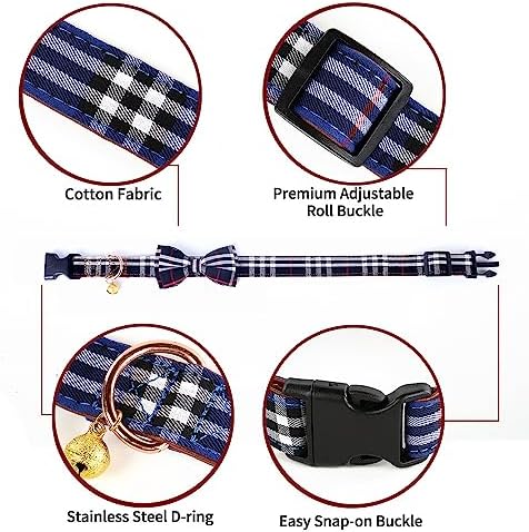 Yizepet Dog Collar with Bow Tie- Adjustable pet Collar for Dogs with Plastic Buckle Collar, Stylish Pattern for Small Medium or Large Boy and Girl Dog and Cat