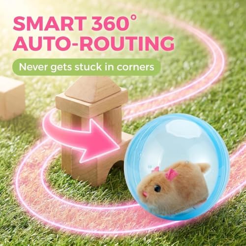Self-Rolling Interactive Cat Ball, 2026 New Animal Automatic Moving Rolling Cat Ball (Battery Not Included), Fun Indoor Interactive Pet Ball for Cats Dogs Chasing(Blue Ball, Brown Mouse)