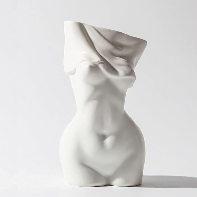 Body Vase Female Form,White Ceramic Vase Unique Undressing,Female Body Vase Modern Curve Art Body Flower Vase for Home Decor Table Decor 7.28x3.94x3.54inches(White)