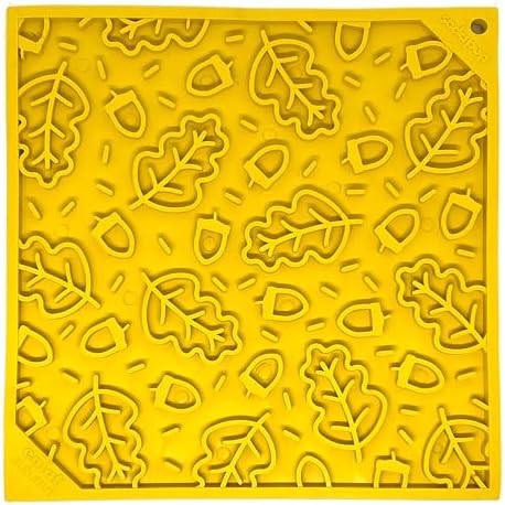 SodaPup Autumn eMat – Durable Enrichment Feeder Made in USA from Non-Toxic, Pet-Safe, Food Safe Rubber for Mental Stimulation, Avoiding Overfeeding, Fresh Breath, Digestive Health, Calming, & More