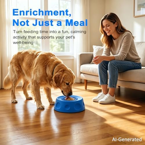 Dog Lick Bowl - Dog Enrichment Toy, Non-Slip Rolling Ball, 280ML, Blue